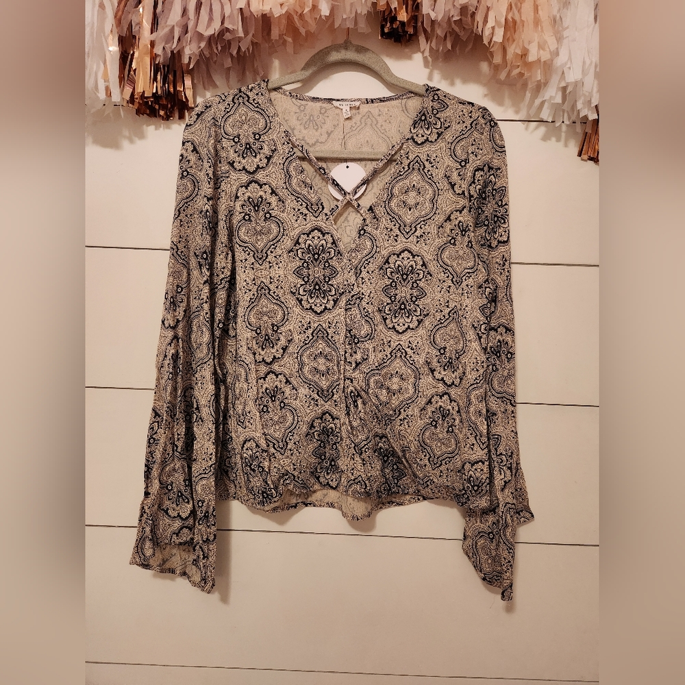 Flowy Sleeve, V Neck Blouse